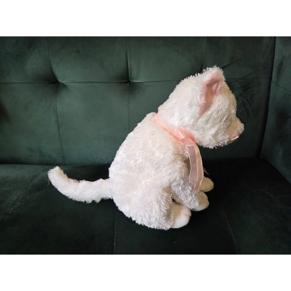 Ty Beanie Buddies Fancy White Cat Kitten Beanie Baby 2003 Pink Bow